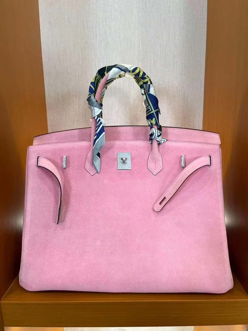Veau Doblis SUEDE 5P BUBBLEGUM PINK ROSE SAKURA PHW imported Togo 40 Birkin RARE